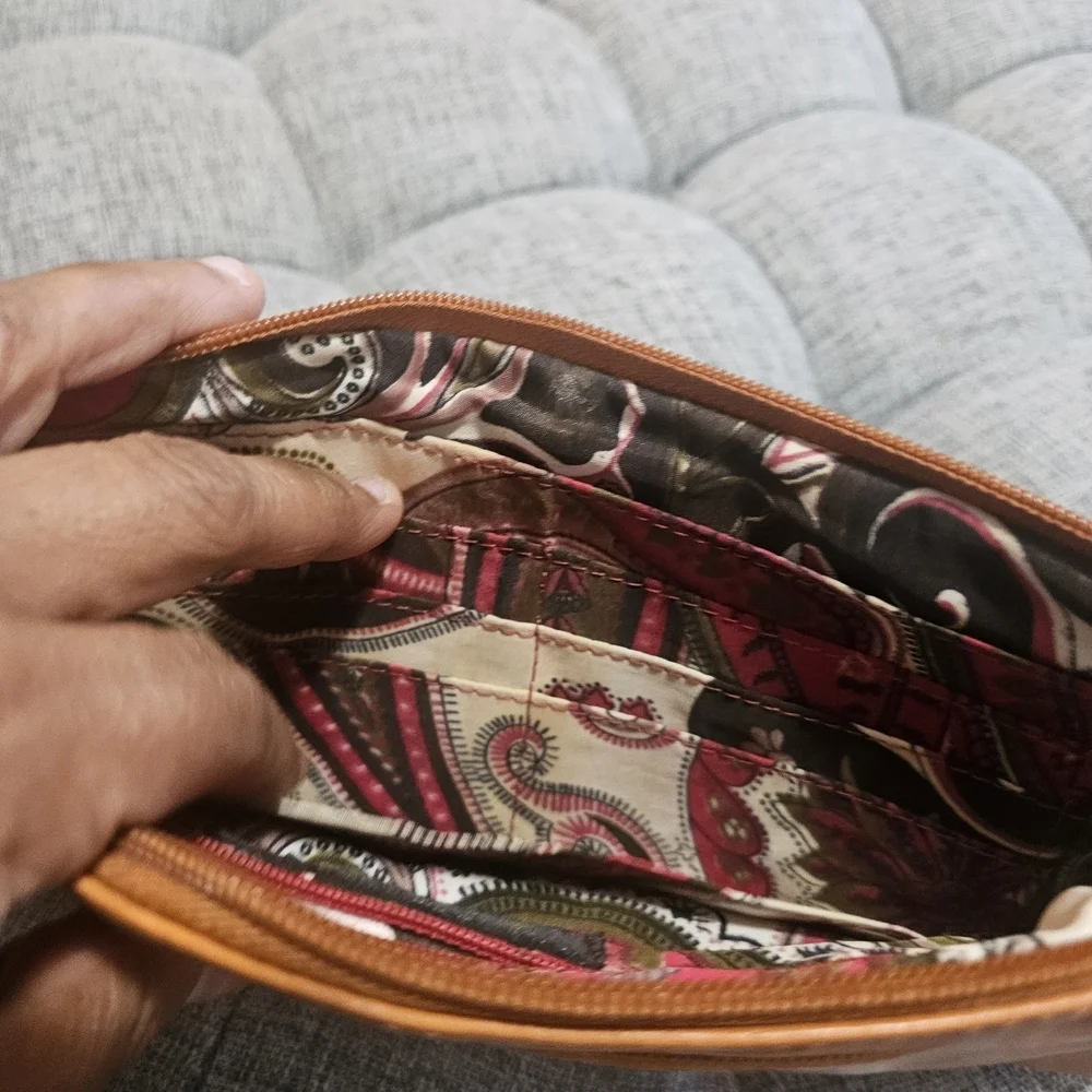 Sophia Visconti Tan Leather Wristlet Wallet with Zip Pocket